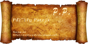 Pálfy Patrik névjegykártya